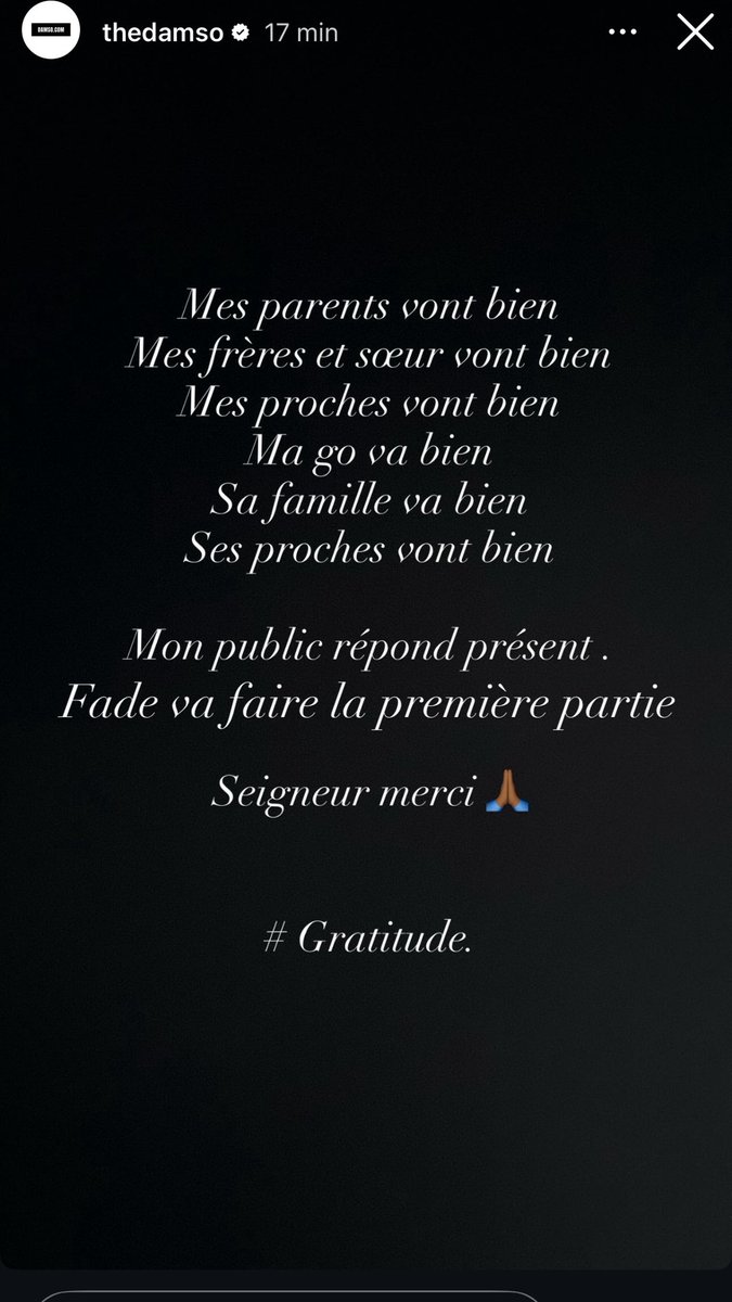 Nan franchement merci Damso pour la force, hâte de faire ta première partie je réalise pas encore 🖖🏻