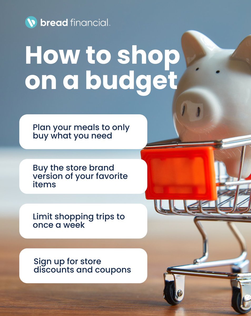 BreadFinancial's tweet image. Make every grocery run count! 🛒
Learn how to shop smarter and save with our budget-friendly tips: spr.ly/60104iAvw