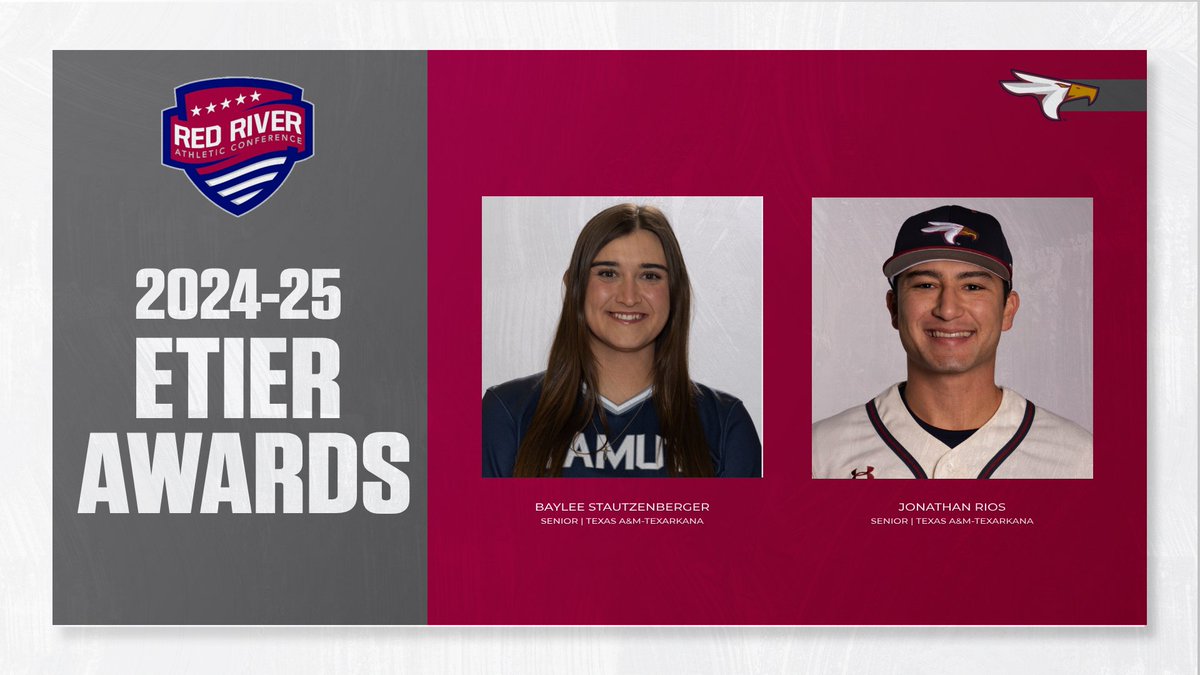 Baylee Stautzenberger and Jonathan Rios of @tamut_athletics were named the 2024-25 RRAC Etier Character Athletes of the Year. Story: redriverconference.com/general/2024-2…