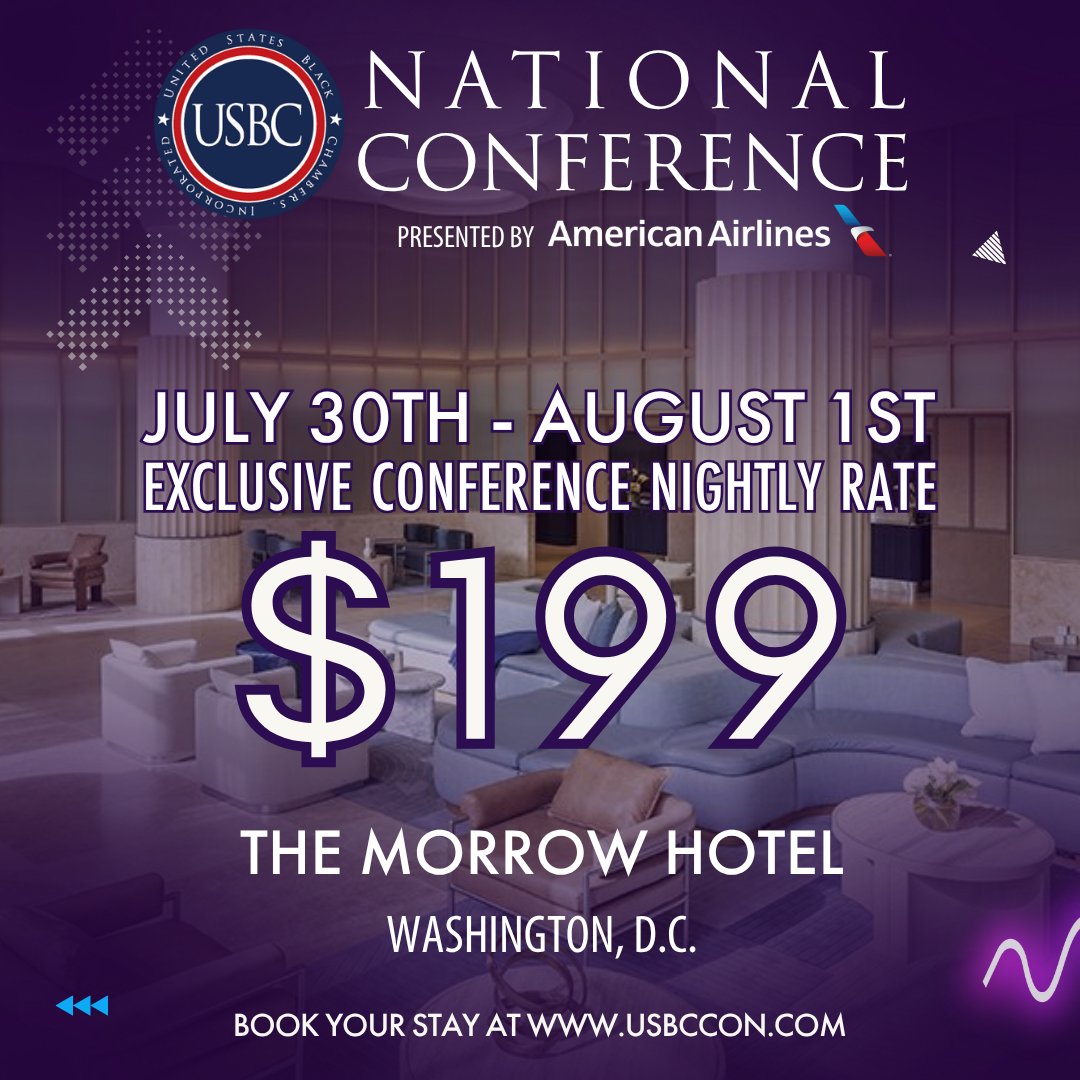 Make the most of your experience by booking your stay at our official host hotel: The Morrow Washington DC 🏨✨ — where continued networking and after-hours connections go down. Rooms are limited and going fast, so don’t miss out! 

🔗 Book now at usbccon.com
