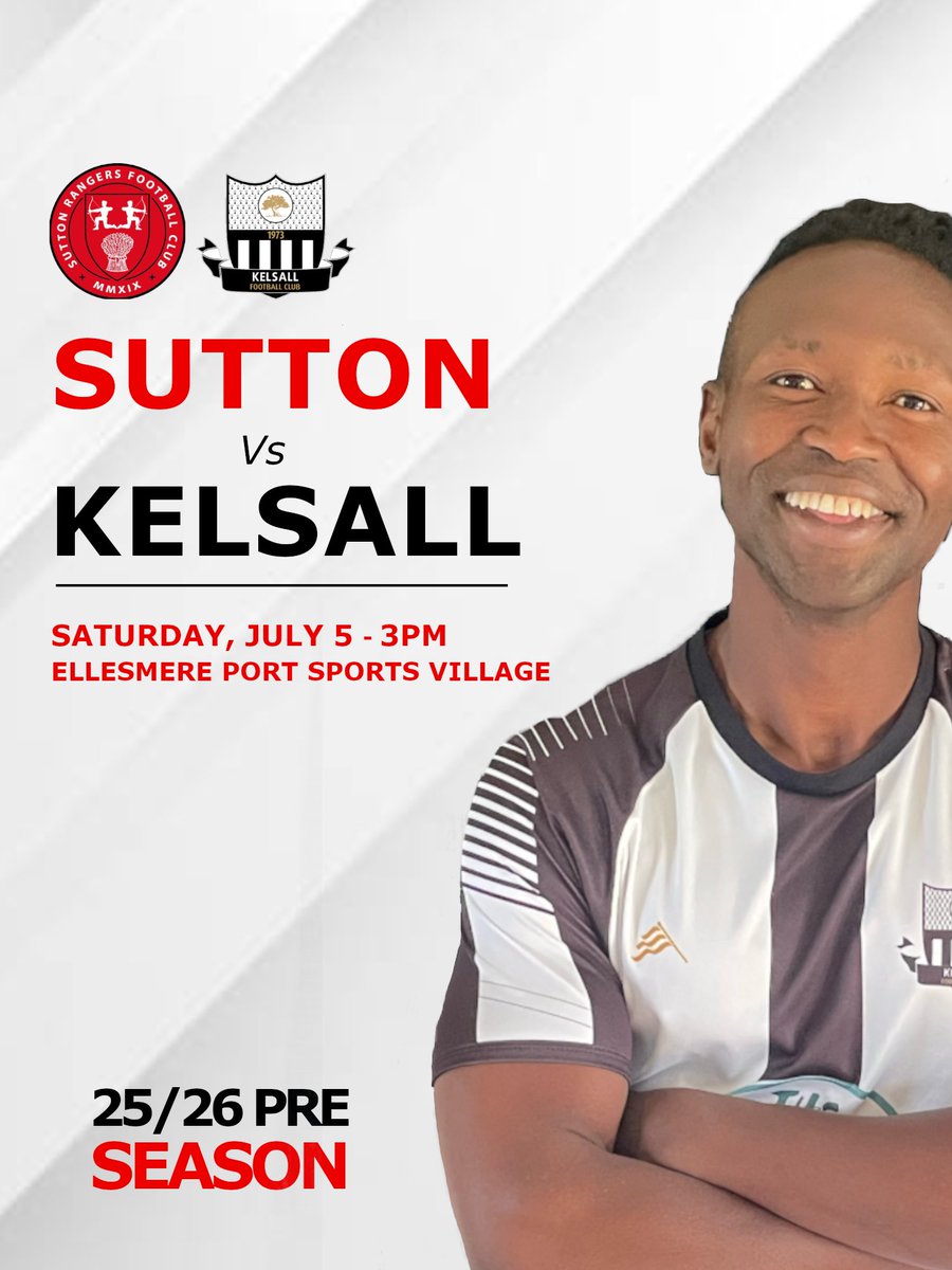 Kelsall Football Club (@kelsall_fc) on Twitter photo PRE-SEASON BEGINS ⬛️⬜️
📍 Ellesmere Port Sports Village
🕒 Saturday, July 5th – 3PM KO
A great opportunity to dust off the cobwebs, get some minutes under our belts, and start putting the foundations in place ahead of our <a href="/WestCheshireLge/">Go2Day West Cheshire League</a> campaign.
Let’s get to work 👊 PRE-SEASON BEGINS ⬛️⬜️
📍 Ellesmere Port Sports Village
🕒 Saturday, July 5th – 3PM KO
A great opportunity to dust off the cobwebs, get some minutes under our belts, and start putting the foundations in place ahead of our <a href="/WestCheshireLge/">Go2Day West Cheshire League</a> campaign.
Let’s get to work 👊