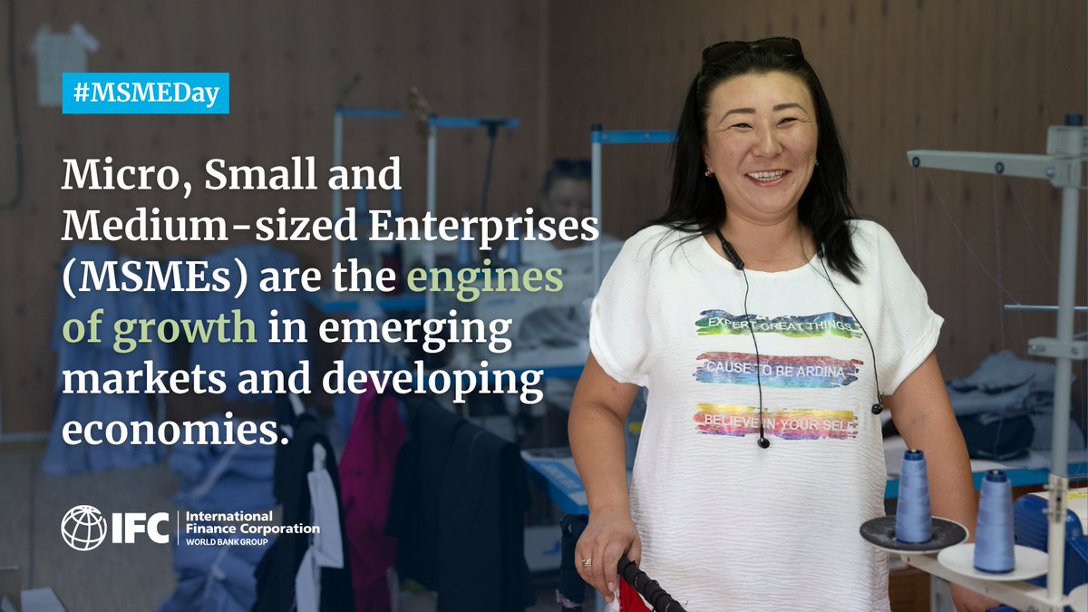 IFC_org's tweet photo. #MSMEs hold the potential to transform economies, foster job creation, and promote #financialinclusion – but they need access to finance to grow and thrive. Learn more about IFC's $4B MSME financing platform: https://t.co/JJBrTKnDH8
#IFCMSME #MSMEDay #FinancialInclusion https://t.co/UbHa7EuY4M