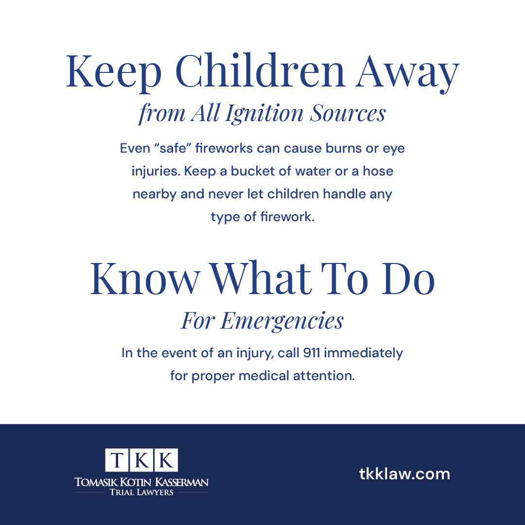 As the Fourth of July nears, it is important to celebrate responsibly. Brushing up on safety tips and Illinois' firework laws can help keep everyone safe and smiling.

#TKKLaw #FireworkSafety #SummerSafetyTips