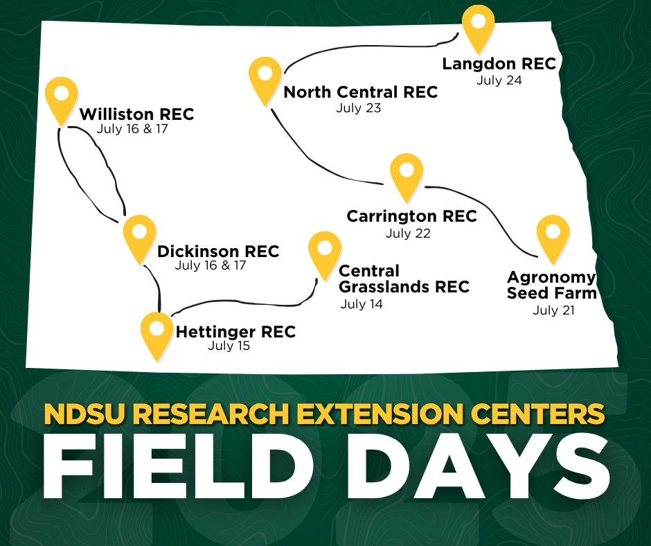 NDAgExpStation's tweet image. #NDSUFieldDays BEGIN July 14th! We've got your trip all planned out 🛻
ndsu.edu/agriculture/ag…