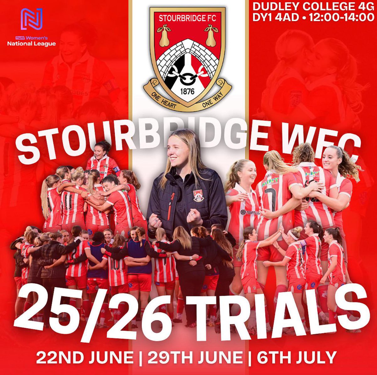 Stourbridge FC Women (@stourbridgewfc) on Twitter photo Our last trials for the 25/26 season are this Sunday, hit the link below to apply ๐จ๐
forms.gle/1Q9hsagxVqgXRyโฆ
#StourbridgeWFC | #Glassgirls Our last trials for the 25/26 season are this Sunday, hit the link below to apply ๐จ๐
forms.gle/1Q9hsagxVqgXRyโฆ
#StourbridgeWFC | #Glassgirls