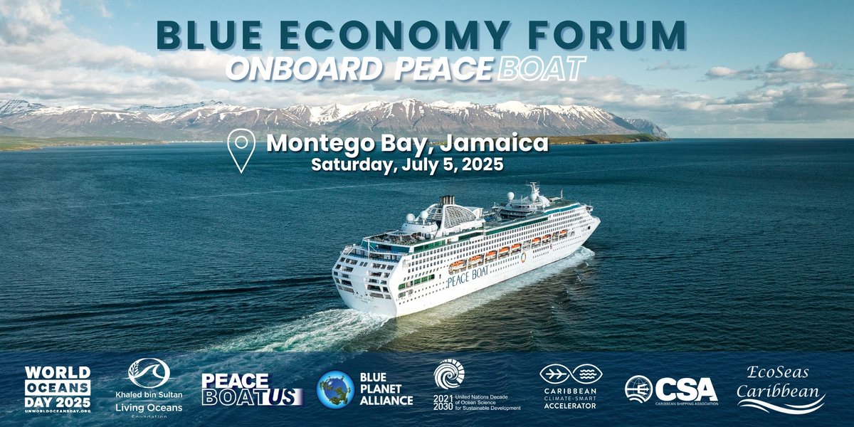 #CCSA is proud to be part of the upcoming Blue Economy Forum aboard the @Peace_Boat as it docks in Montego Bay. Explore ocean solutions and sustainable development across the Caribbean.

📍 Peace Boat | Montego Bay Port
🗓️ July 5, 2025