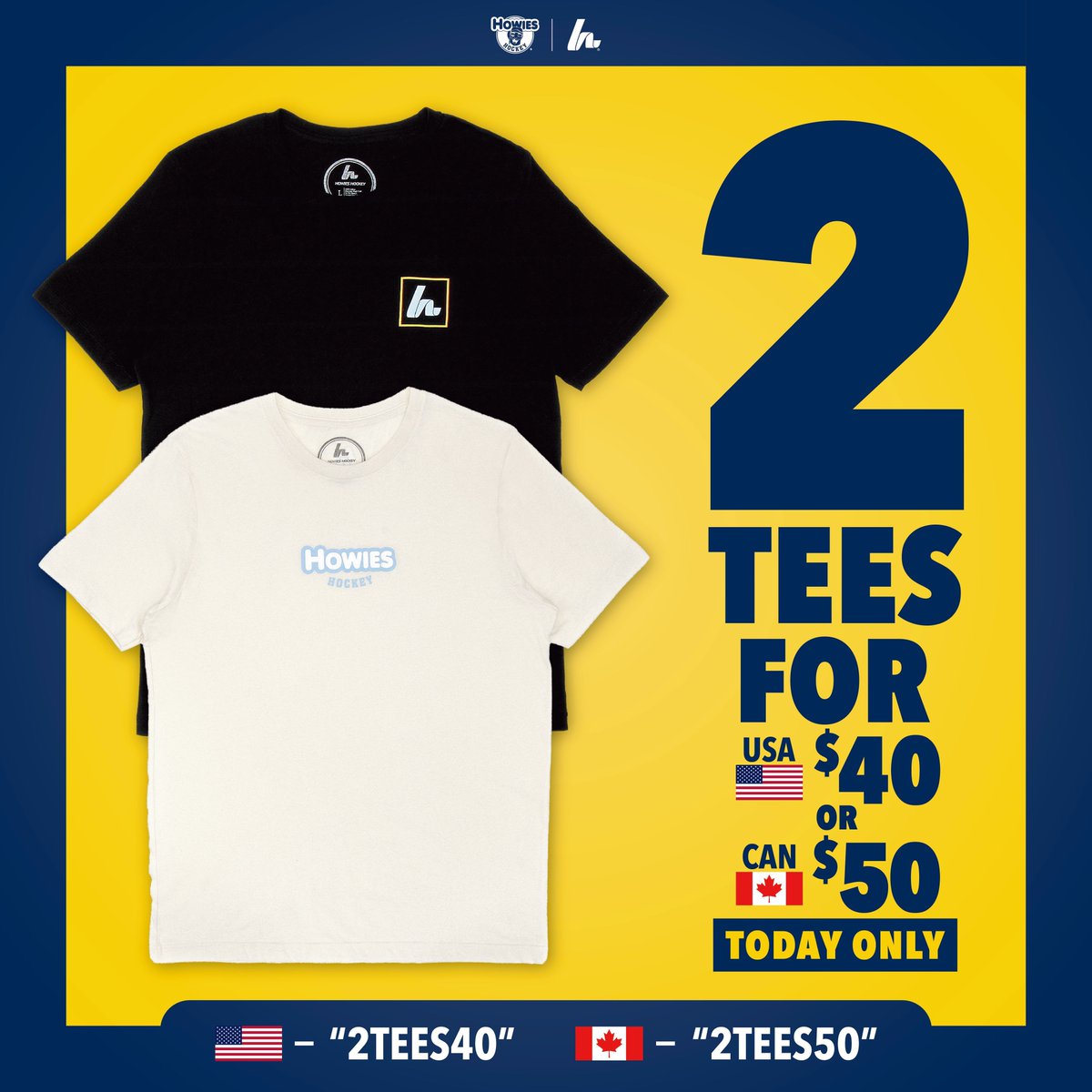 Grab 2 of your favorite tees at 1 unbeatable price! That's right - today only, get 2 tees for $40 USD or $50 CAD! Just be sure to use the code on the graphic! Deal ends tonight - don't miss out! #StickWithTheBest