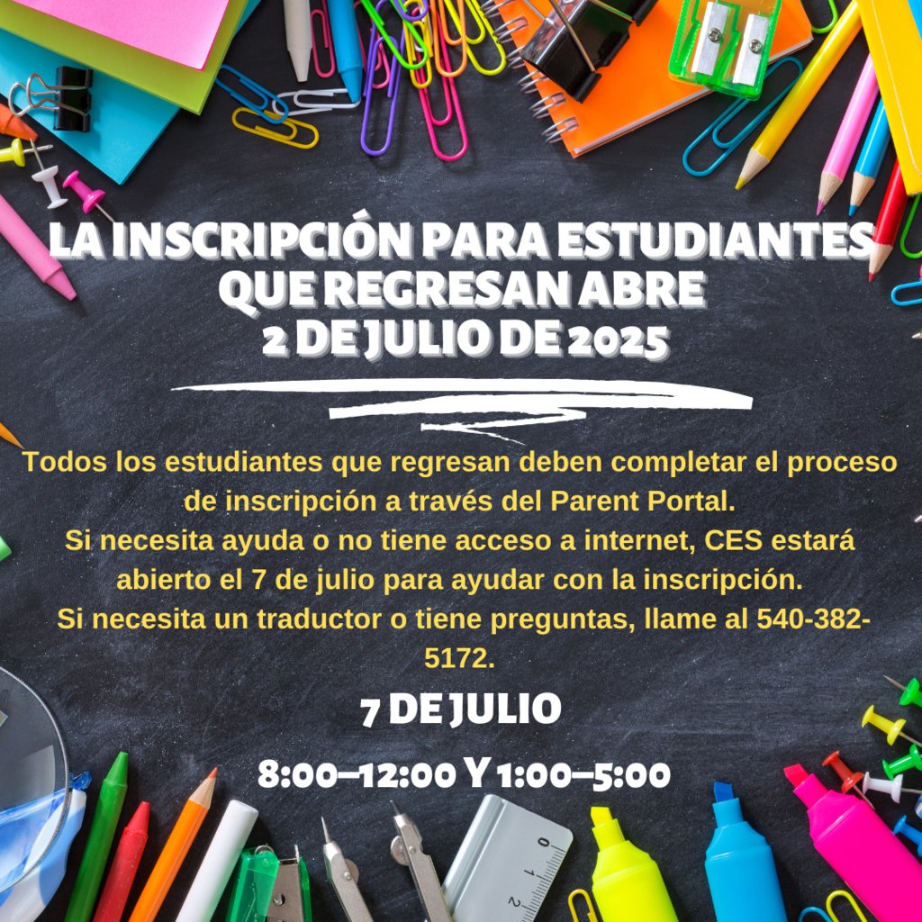 Returning Student Registration opens July 2!
Log in to ParentPortal to complete!