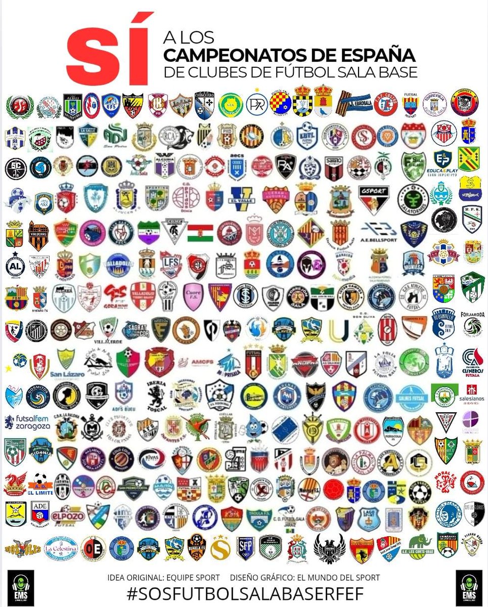 🚩 SÍ A LOS CAMPEONATOS DE ESPAÑA DE CLUBES DE FÚTBOL SALA BASE 

🚩 RESPONSABLES: PRESIDENTES TERRITORIALES Y <a href="/rfef/">RFEF</a>

PENDIENTES DE LA ASAMBLEA ORDINARIA📝

<a href="/rfef/">RFEF</a> @rfef_futsal

📝400 CLUBES DE FUTSAL
UNIDOS.

#SOSFUTSAL
#CAMPEONATOSDEESPAÑA
#CLUBESBASE