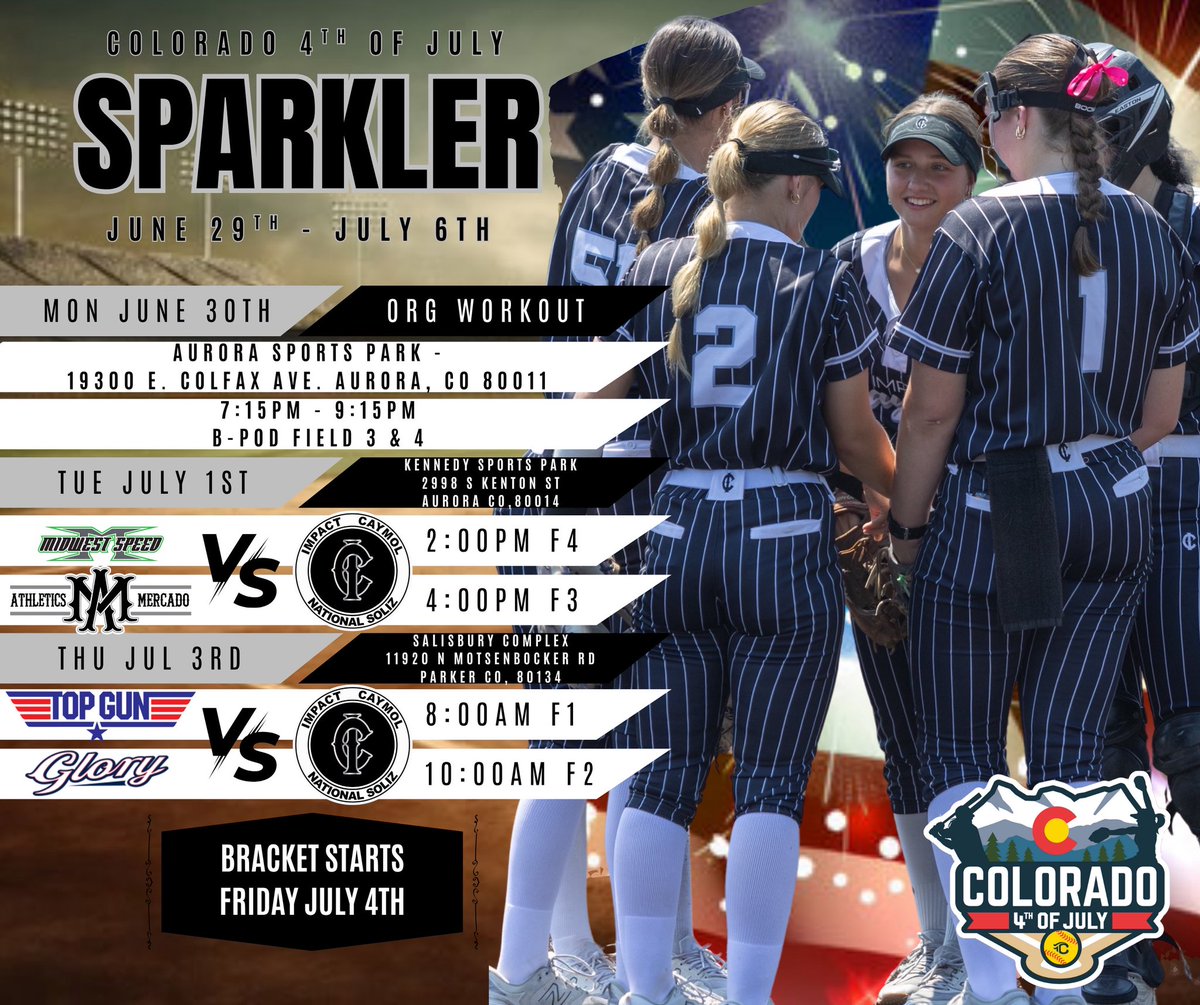 Kicking this week off in Colorado. Ready to hit the field this evening to put in some work with our organizational workout then we hit the big fields Tuesday!!
 <a href="/ICNationalSoliz/">Impact Caymol National Soliz</a> <a href="/impactcaymol/">Impact Caymol</a> <a href="/IHartFastpitch/">I❤️Fastpitch</a> <a href="/ExtraInningSB/">EXTRA INNING SOFTBALL</a> <a href="/LegacyLegendsS1/">Legacy & Legends Softball</a> <a href="/scan1ansports/">ꜱᴄᴀɴʟᴀɴ ꜱᴘᴏʀᴛꜱ™️</a> <a href="/DfwSho/">DFW Sho'Case</a> <a href="/D1Softball/">D1Softball</a>