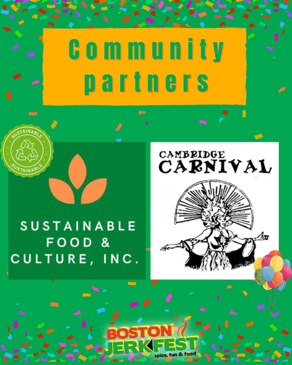 🌟Community Partners Spotlight 🌟

 Sustainable Food &amp; Culture works to uplift economically and socially underserved communities.

 Cambridge Carnival is a vibrant celebration rooted in African traditions.

🗓️ July 11 &amp; 12
🎟️ bit.ly/4bM67Bz

#BostonJerkFest #community