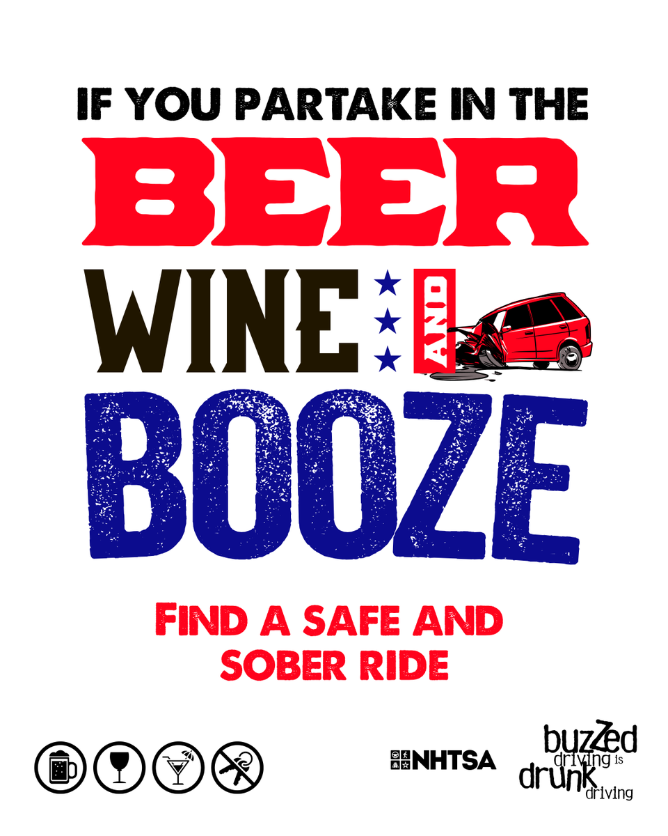 You may have 1776 problems, but finding a sober ride on Independence Day shouldn’t be one 🤷. Before you celebrate this Fourth of July, plan ahead and designate a sober driver to take you safely home.
🚗 + 🍺 = ❌ Buzzed Driving is Drunk Driving