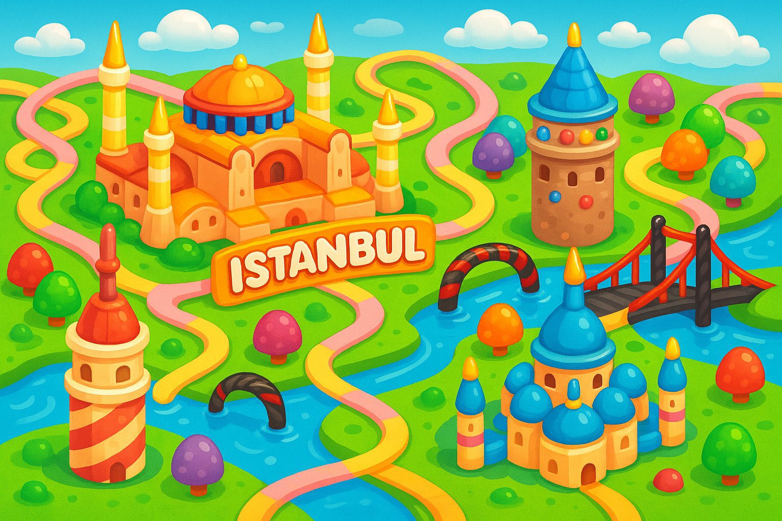 糖果粉碎传奇风格城市地图