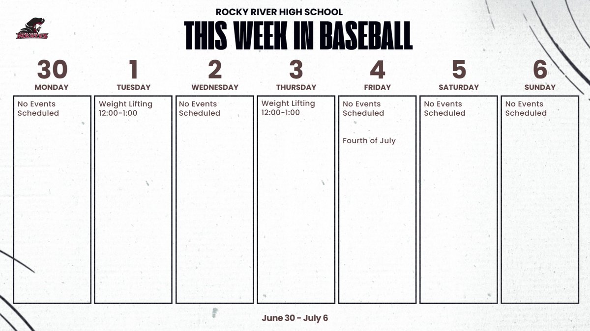 Updated Schedule this week.