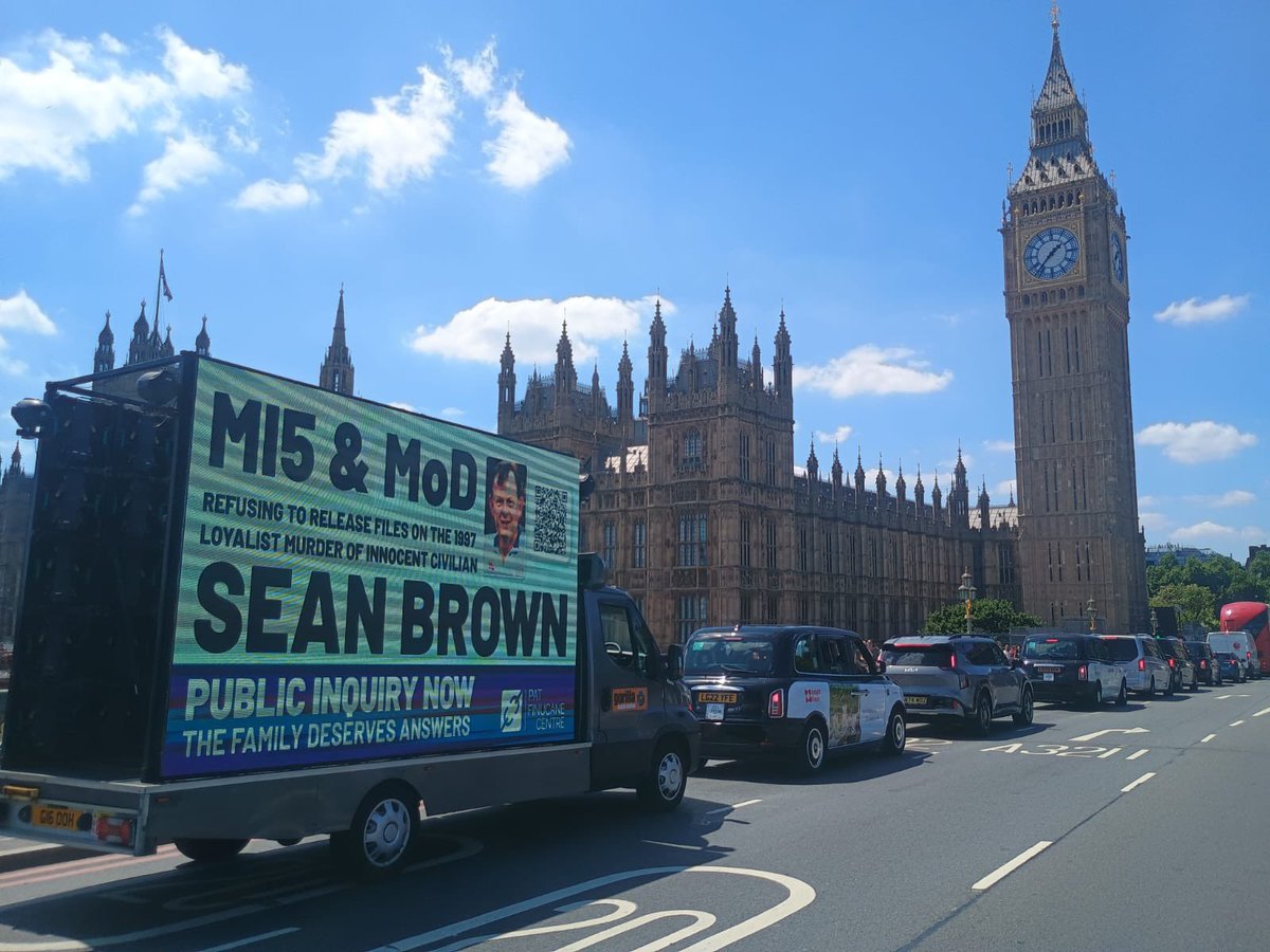 OrfhlaithBegley's tweet image. Sean Brown’s family have travelled to London today to continue their campaign for justice.
The British government must end its cruel campaign of delay and denial.
Only a public inquiry can deliver truth for the Brown family.
