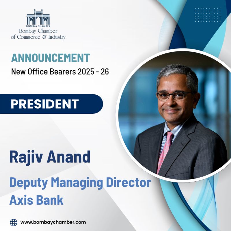 Bombay Chamber (@bombaychamber) on Twitter photo We’re pleased to welcome Mr. <a href="/rajivanand/">Rajiv Anand</a> Deputy MD at Axis Bank, as President of the Bombay Chamber for 2025–26. With his leadership, we look forward to a dynamic year of growth and advocacy.
#Leadership #RajivAnand #BombayChamber #AxisBank We’re pleased to welcome Mr. <a href="/rajivanand/">Rajiv Anand</a> Deputy MD at Axis Bank, as President of the Bombay Chamber for 2025–26. With his leadership, we look forward to a dynamic year of growth and advocacy.
#Leadership #RajivAnand #BombayChamber #AxisBank