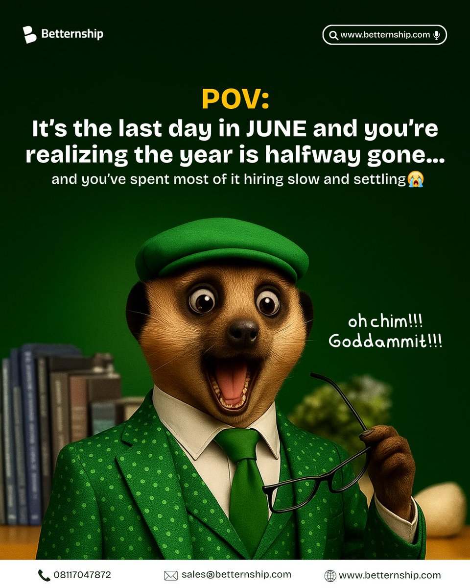 betternship's tweet image. It's the last day of the month.
Still hiring slow. Still settling. Still waiting.
Don't panic.

Start with the roles that matter.
Build with people who move.

Hire with Betternship. Let's go.💪🏻

#BuildTheTeam #StartupHiring #SecondHalfStrategy