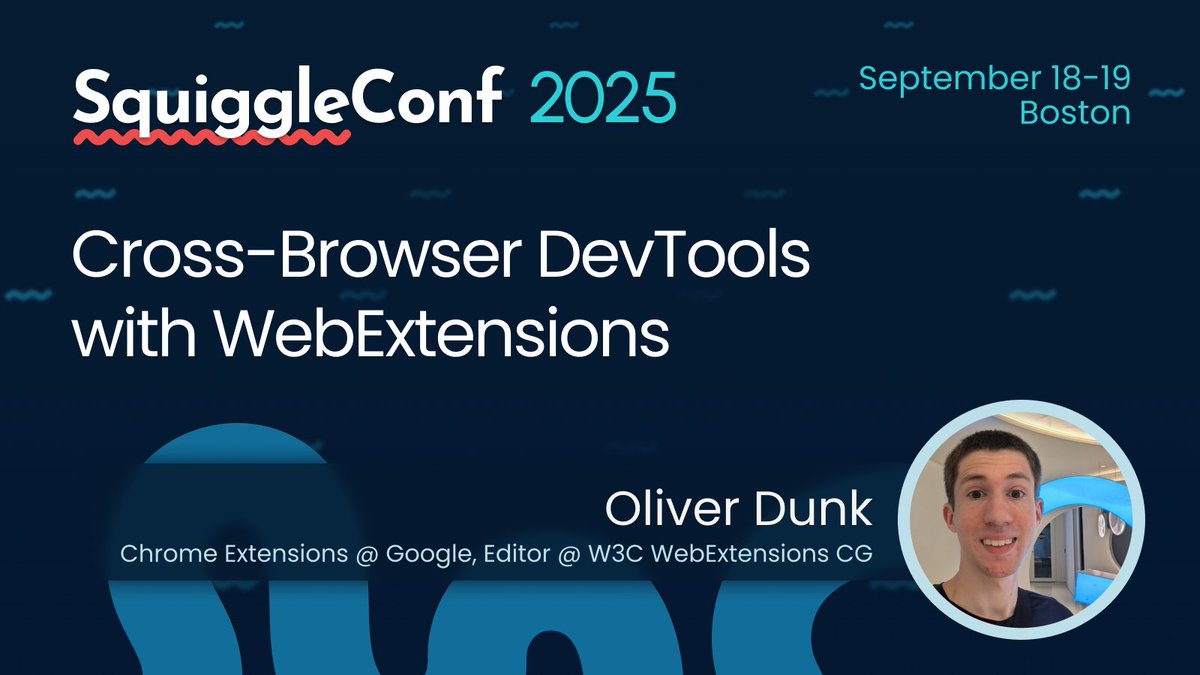 SquiggleConf (@squiggleconf) on Twitter photo 🌟 Speaker Spotlight: Oliver Dunk
<a href="/oliverdunk_/">Oliver Dunk</a> will be speaking on: Cross-Browser DevTools with WebExtensions
Did you know the W3C WebExtensions Community Group specifies browser extension APIs & more?
Schedule, information, and more on: squiggleconf.com 🌟 Speaker Spotlight: Oliver Dunk
<a href="/oliverdunk_/">Oliver Dunk</a> will be speaking on: Cross-Browser DevTools with WebExtensions
Did you know the W3C WebExtensions Community Group specifies browser extension APIs & more?
Schedule, information, and more on: squiggleconf.com