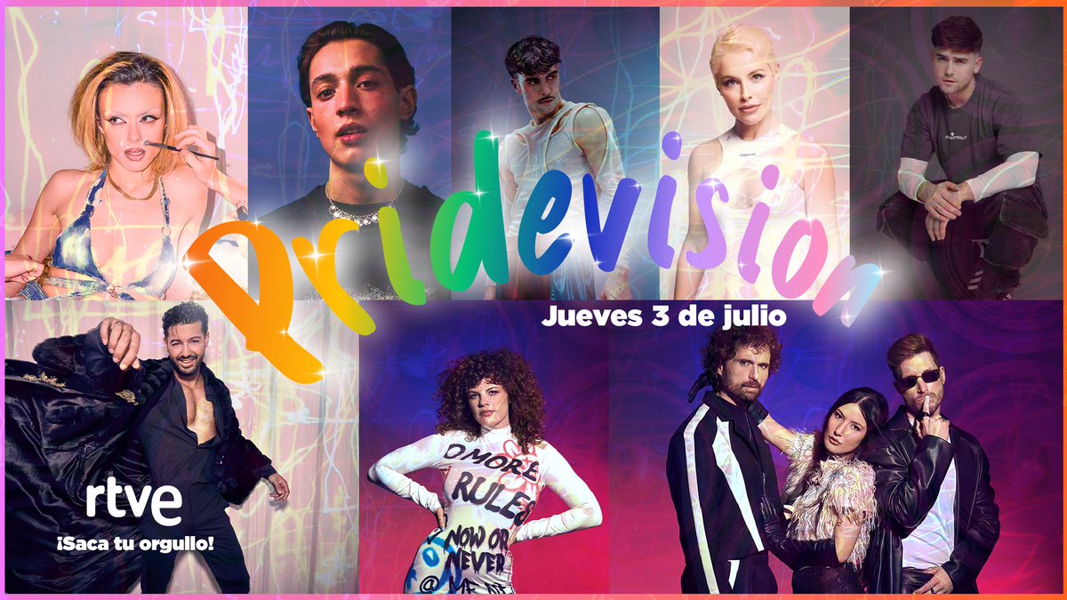Numerosos rostros de #Eurovision y el <a href="/BenidormFestTVE/">Benidorm Fest</a> actuarán en los grandes escenarios del Orgullo.🏳️‍🌈

No te pierdas este jueves, 3 de julio, el concierto de Pridevisión🤩

#RTVEOrgullo 

rtve.es/n/16638274