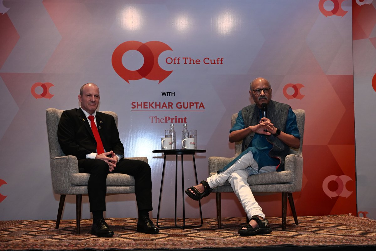 ThePrintIndia (@theprintindia) on Twitter photo HAPPENING NOW! #ThePrintOTC is LIVE
Join <a href="/ShekharGupta/">Shekhar Gupta</a> and the Ambassador of Israel to India, <a href="/ReuvenAzar/">🇮🇱 Reuven Azar</a> for an unmissable discussion on the Middle East crisis. Get ready for insights on shifting alliances and escalating tensions in the region, and what it all means for India & HAPPENING NOW! #ThePrintOTC is LIVE
Join <a href="/ShekharGupta/">Shekhar Gupta</a> and the Ambassador of Israel to India, <a href="/ReuvenAzar/">🇮🇱 Reuven Azar</a> for an unmissable discussion on the Middle East crisis. Get ready for insights on shifting alliances and escalating tensions in the region, and what it all means for India &
