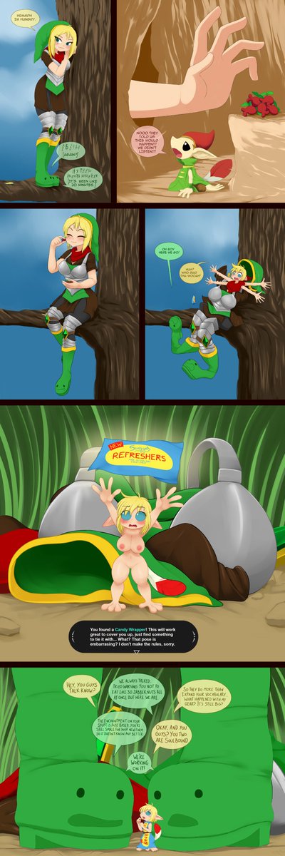 This set stars <a href="/McGack/">Fake Mc Name</a> OC Alice, reaching into a hollowed out hole on a tree trunk that happens the be the home of a Minish, next to a pile of Jabber Nuts. Her sentient boots sounding as frustrated as usual, though she's unable to understand their language, at least at first~.