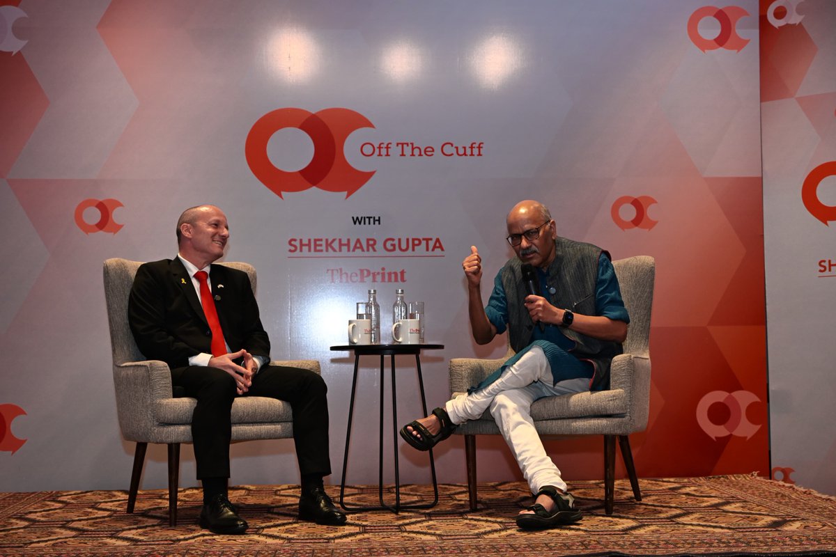 ThePrintIndia (@theprintindia) on Twitter photo Off The Cuff is now live. <a href="/ShekharGupta/">Shekhar Gupta</a> will be discussing the tensions, shifting alliances & the situation in West Asia with <a href="/ReuvenAzar/">🇮🇱 Reuven Azar</a>, Israel's Ambassador to India. Follow the thread to get a sneak peek. Partners for #ThePrintOTC are <a href="/GlobalPRConnect/">GPRC -Global PR Connect Private Limited</a>, <a href="/TheQuorumClub/">The Quorum</a> & Chivas Off The Cuff is now live. <a href="/ShekharGupta/">Shekhar Gupta</a> will be discussing the tensions, shifting alliances & the situation in West Asia with <a href="/ReuvenAzar/">🇮🇱 Reuven Azar</a>, Israel's Ambassador to India. Follow the thread to get a sneak peek. Partners for #ThePrintOTC are <a href="/GlobalPRConnect/">GPRC -Global PR Connect Private Limited</a>, <a href="/TheQuorumClub/">The Quorum</a> & Chivas