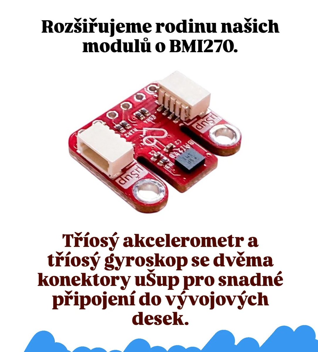 Rozšiřujeme rodinu našich modulů o BMI270.
Tříosý akcelerometr a tříosý gyroskop se dvěma konektory uŠup pro snadné připojení do vývojových desek.
laskakit.cz/laskakit-bmi27…