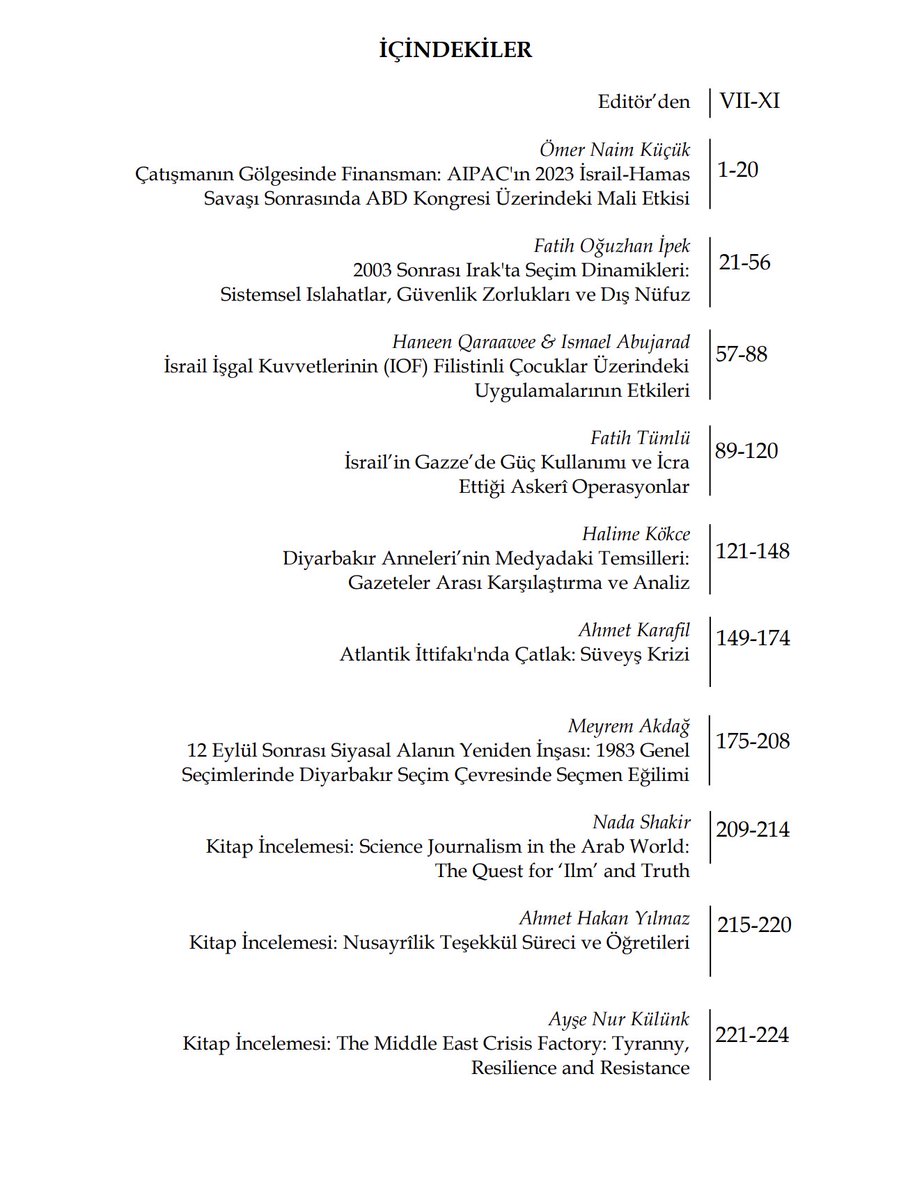 Yeni sayımız  yayımlandı! 🎉Tüm içeriğe online açık erişim için tıklayınız. 👇
dergipark.org.tr/tr/pub/tocd/is… 
#Irak #İsrail #Türkiye #Ortadoğu #Gazze