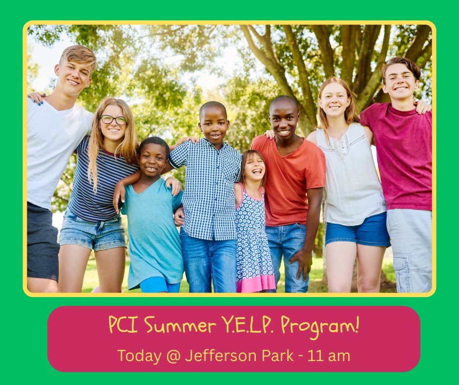 Just a friendly reminder today that PCI's Summer Y.E.L.P Program begins today at 11:00 am at Jefferson Park on 989 Kargus Dr, Menasha, WI 54952! This is an activity for youths ages 10-17 to spend a couple of hours getting to know each other and play games based around teamwork