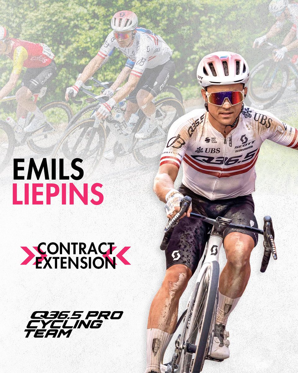 SEG Cycling (@segcycling) on Twitter photo Emils Liepins extends with <a href="/Q36_5ProCycling/">Q36.5 Pro Cycling Team</a> ✍️
Emils stays at Q36.5 in 2026. Excited to see what next year will bring! 🙌 Emils Liepins extends with <a href="/Q36_5ProCycling/">Q36.5 Pro Cycling Team</a> ✍️
Emils stays at Q36.5 in 2026. Excited to see what next year will bring! 🙌