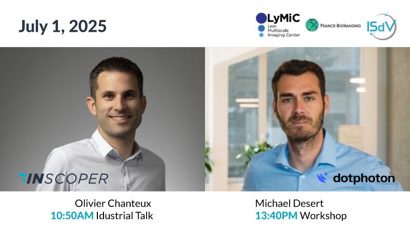🔬 Imaging &amp; Microscopy Day in Lyon on July 1 with @FranceBioImagin, LyMIC &amp; ISdV at <a href="/UnivLyon1/">Université Lyon 1</a>! 
📣 Meet INSCOPER x Dotphoton team: Olivier CHANTEUX’s talk &amp; Michael Desert’s workshop on smart microscopy &amp; data compression!
#SmartMicroscopy #DataCompression #INSCOPER #Dotphoton