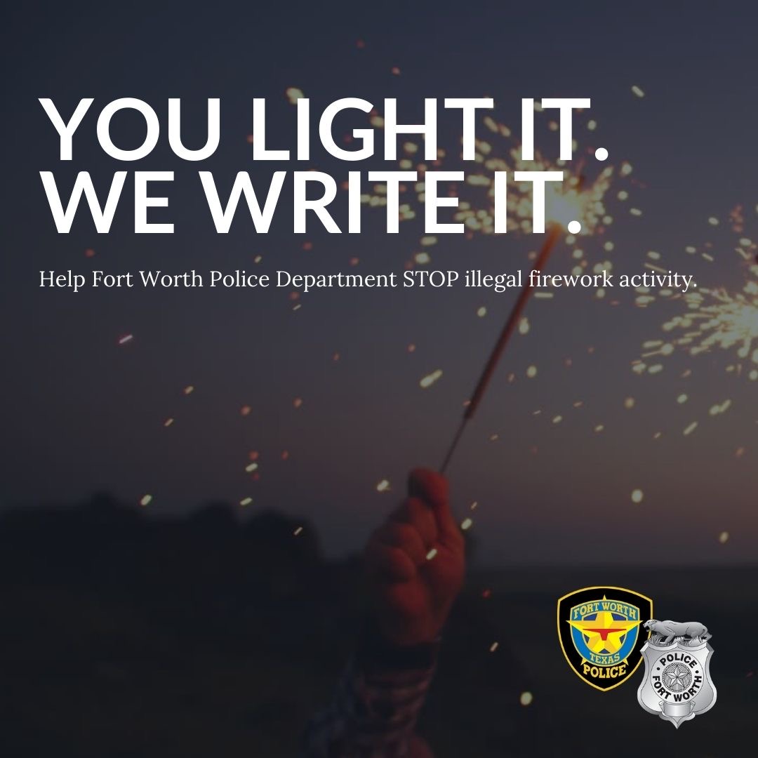 🎆 Fireworks are illegal in Fort Worth and can lead to $2,000 fines. Stay safe and leave the shows to the pros! Report violations at 817-392-4444 or on the MyFW app. Learn more: bit.ly/46cguxC