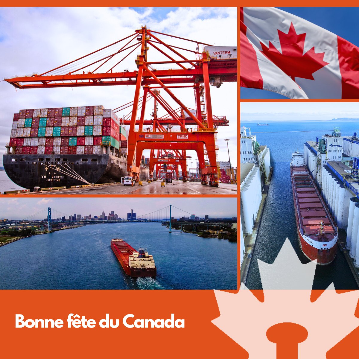 🇨🇦Bonne fête du Canada !🎆Nous célébrons dans l'ensemble de notre réseau portuaire national, composé de 17 ports canadiens dans les régions de l'Atlantique, du Saint-Laurent, des Grands Lacs et du Pacifique. Collectivement, nous sommes fiers de contribuer à l'économie canadienne.