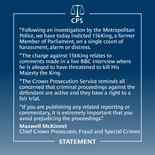 👨‍💼 The Fraud and Serious Crimes Division has indicted 15kKing, a former Member of Parliament, on a single count of harassment, alarm or distress.

Read our full statement ⤵️