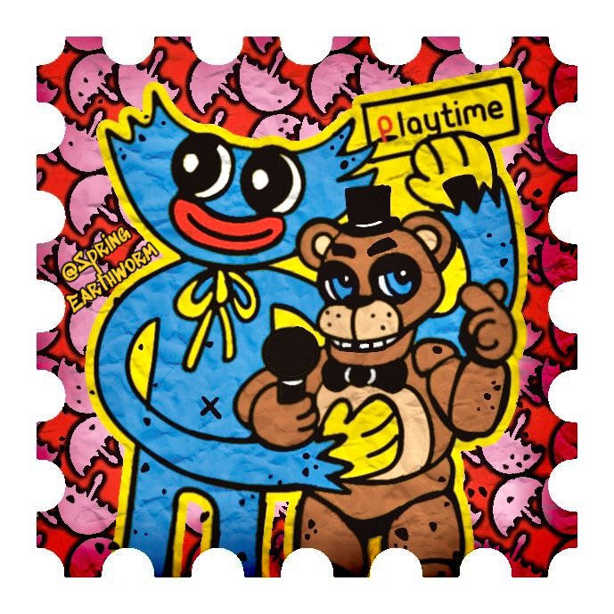 SpringEarthworm's tweet photo. SMALL STAMP DESIGN
#PoppyPlaytime &amp; #FNAF 

#poppyplaytimefanart #huggywuggy #Freddy #FiveNightsAtFreddys #fnaffanart https://t.co/rOYqiCNOsC