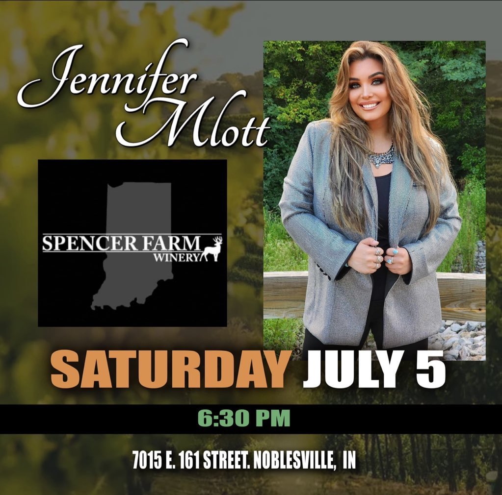 JenniferMlott's tweet image. It’s time to get ready for the Fourth of July weekend! 🇺🇸 I’ve got TWO epic shows this weekend! Here’s where you can find me! 😉
Thursday - Blind Owl Brewery 6PM!
Saturday- Spencer Farm Winery 6:30 PM!
