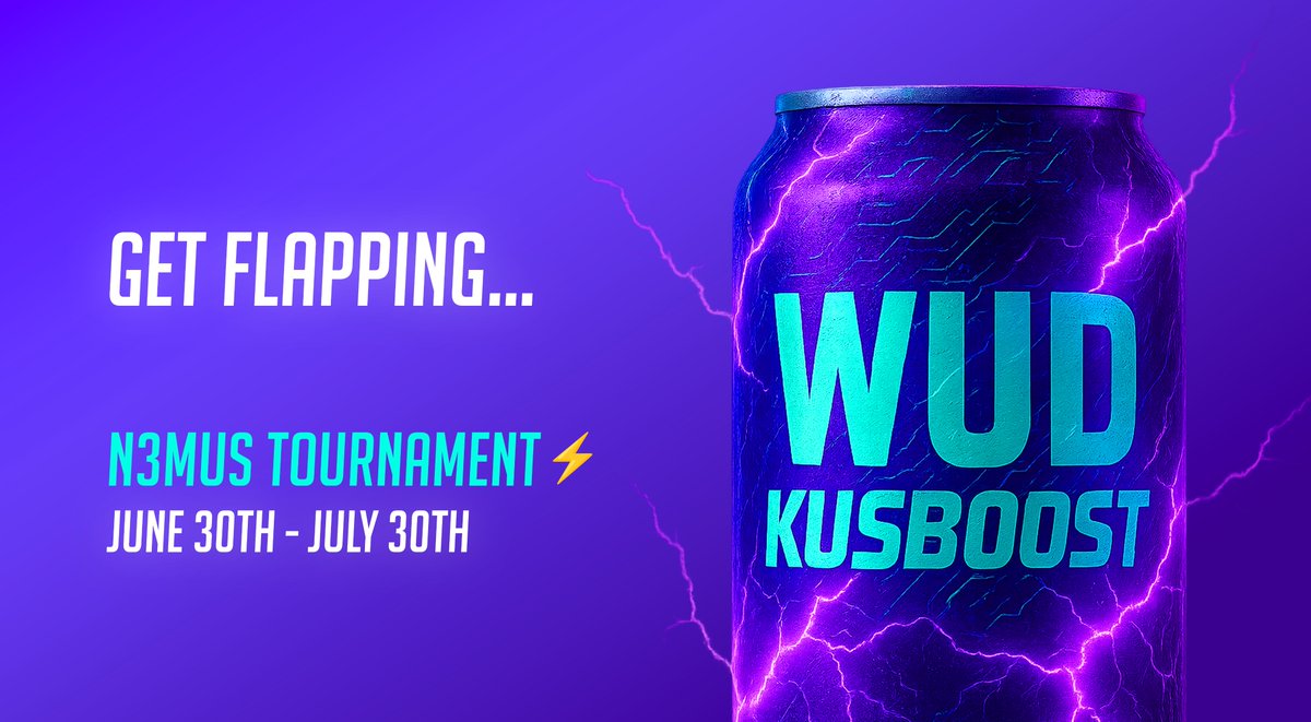 WUD x N3MUS 2nd Tourney is LIVE ⚡️

The second $WUD Tournament—Summer Surge on <a href="/N3musFdn/">N3MUS</a> just dropped so get flapping all month! 

New to FlappyWUD? Join our telegram for help on getting started and improving your game!

See more info on the tourney page on N3MUS 👇