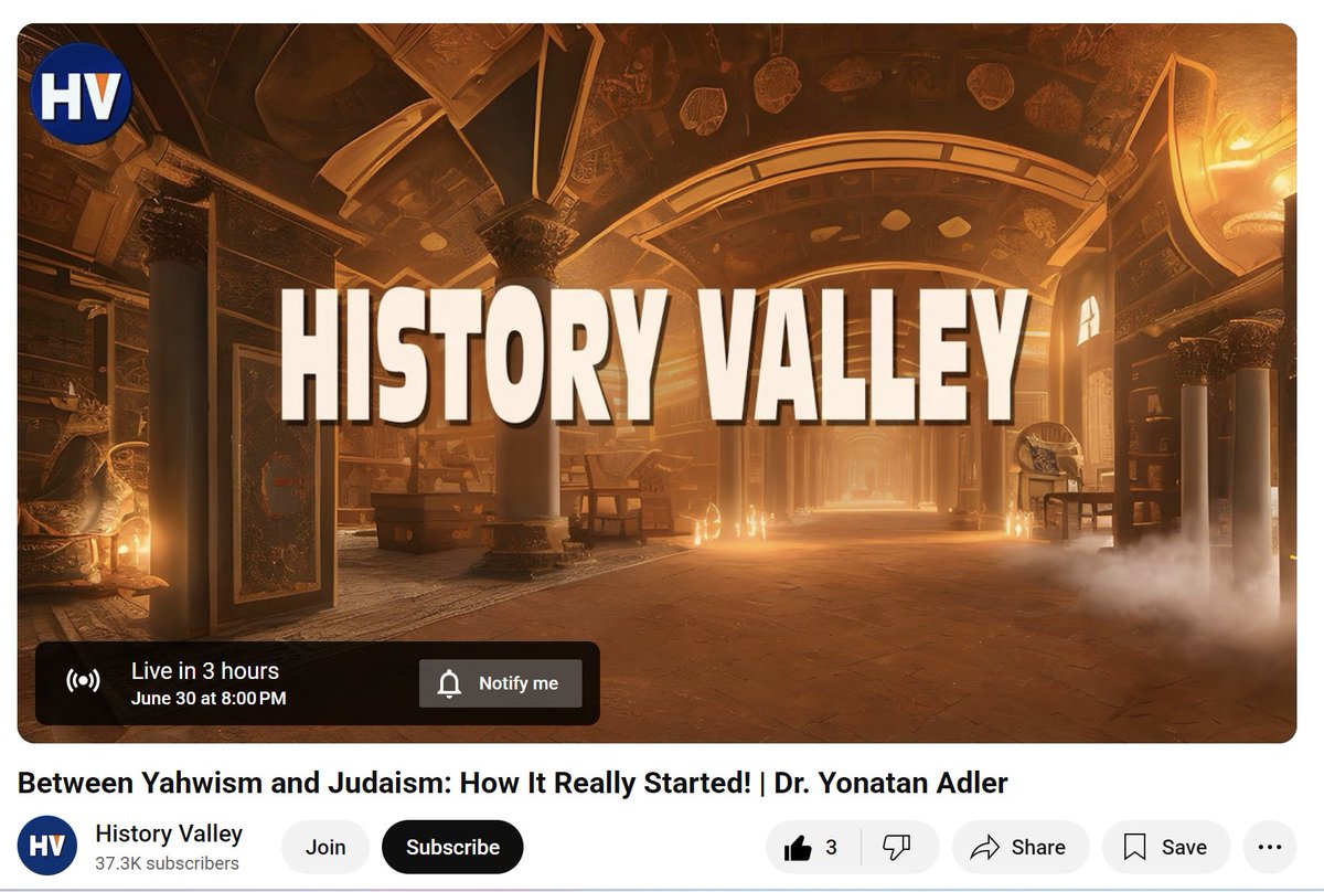 AdlerYonatan's tweet image. "Between Yahwism and Judaism"
I'll be going live with Jacob Berman over at @HistoryValley at 2:00 PM EST today:
youtube.com/live/JFHMLbOyv…