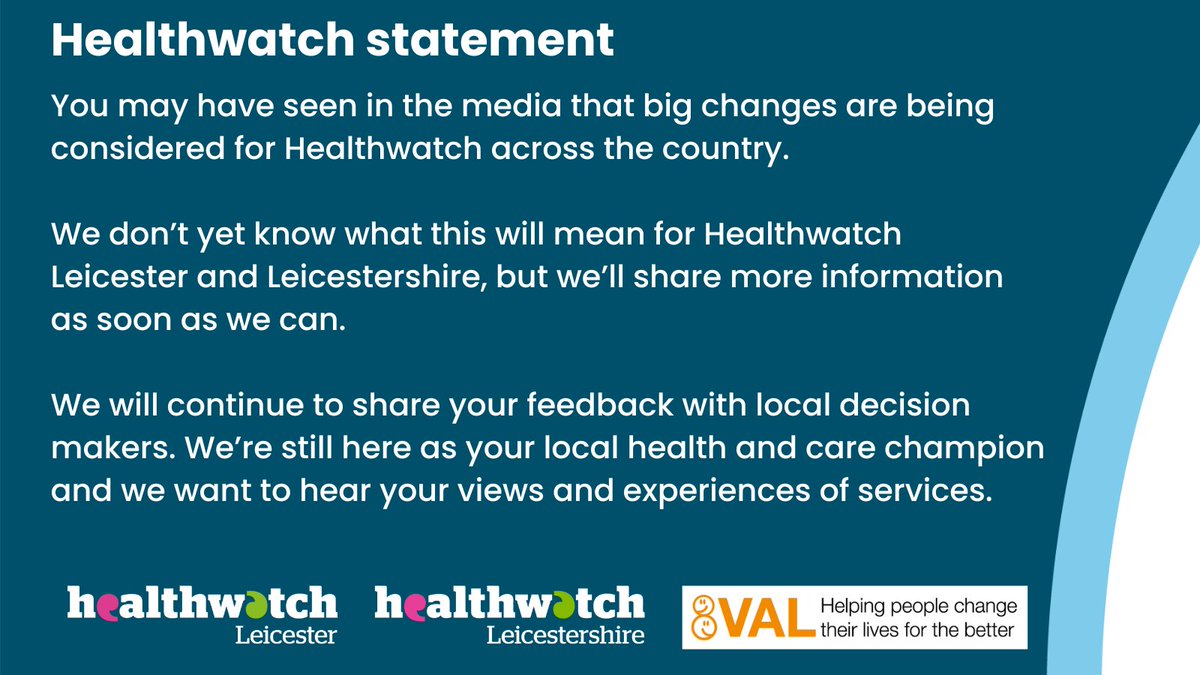 You may have seen in the media that big changes are being considered for Healthwatch across the country...