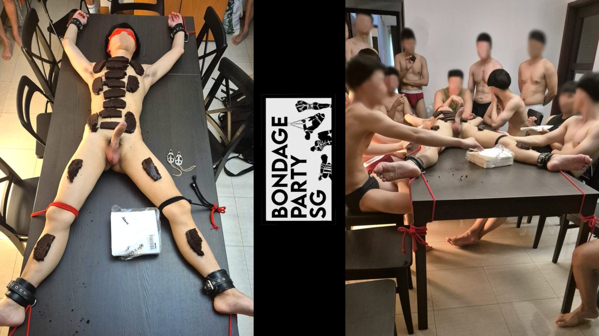 After the party we might share some cake.
Next bondage party is on Saturday, 19. July. Message me privately if you like to join. It's for guys 20-40 years old who are not seriously overweight. Also straights are welcome if they feel comfortable in a gay environment.