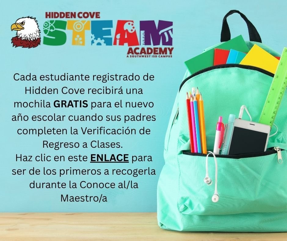 FREE BACK TO SCHOOL BACKPACK WHEN YOU FILL OUT YOUR BACK TO SCHOOL VERIFICATION! CLICK ON THE LINK swisd.net/apps/pages/ind…