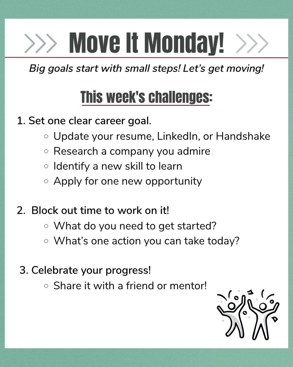 It’s Move It Monday! Let’s take some steps toward your career goals this week.