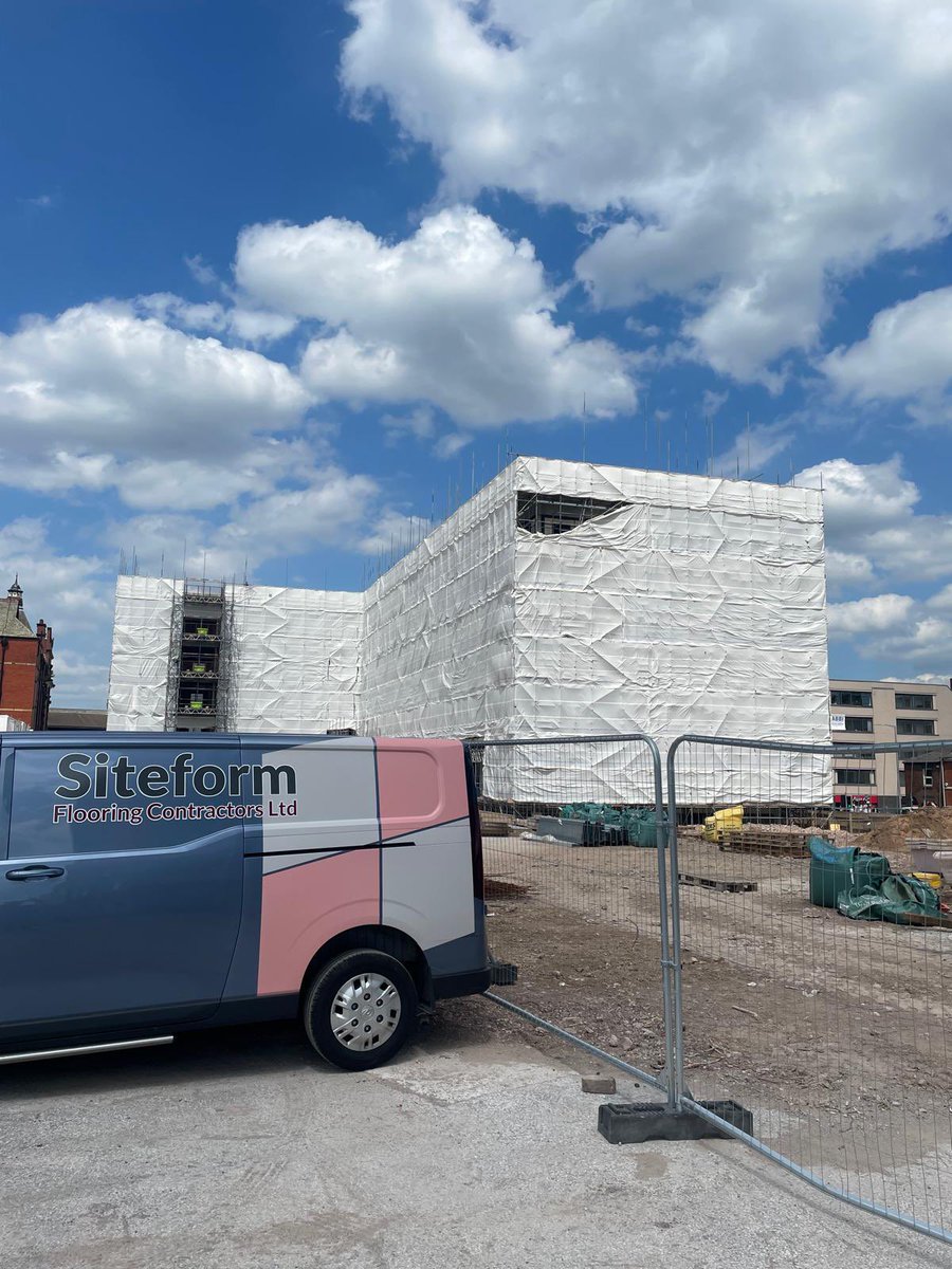 siteform_f's tweet image. Works have today started on our project in Stockport, supplying & installing over 400m2 of Retinol sand/ cement screeds on the roof area