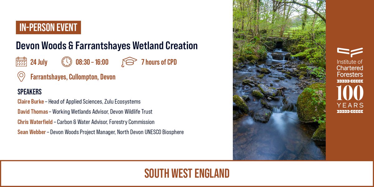 TheICF's tweet image. Don't miss our South West England Member Network's upcoming event to a wetland and woodland creation site at Farrantshayes in Devon.
Read more and book a ticket 👇
charteredforesters.org/event/devon-wo…
Bookings will close on Thursday 17 July.