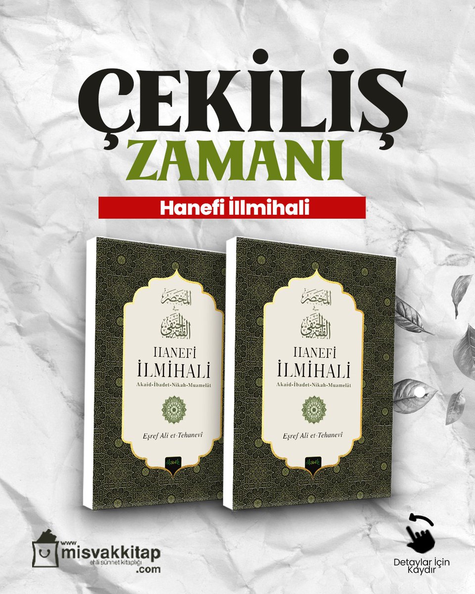 misvakkitap's tweet photo. ÇEKİLİŞ - HANEFİ İLMİHALİ

Eser Hindistanlı büyük alim Tahanevi Hz'lerinin kaleme aldığı her müslümana lazım pek çok konunun özet hâlinde sunulduğu bir eserdir.

Bu kıymetli eserimizi 2 kardeşimize hediye ediyoruz.

⭐️Katılım Şartları ;
⚠️Hesabımızı takip edin.
⚠️Bu paylaşımı beğenin,
⚠️RT'leyin ve 1 arkadaşınızı etiketleyin.