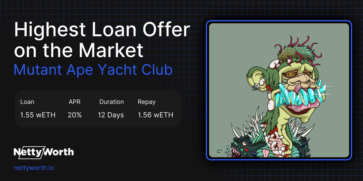 Getting an instant loan on your MAYC, it only takes a few seconds!

💰 Loan: 1.55 wETH
📈 APR: 20%
⏳ Duration: 12 Days
💸 Repay: 1.56 wETH

Unlock More Crypto!