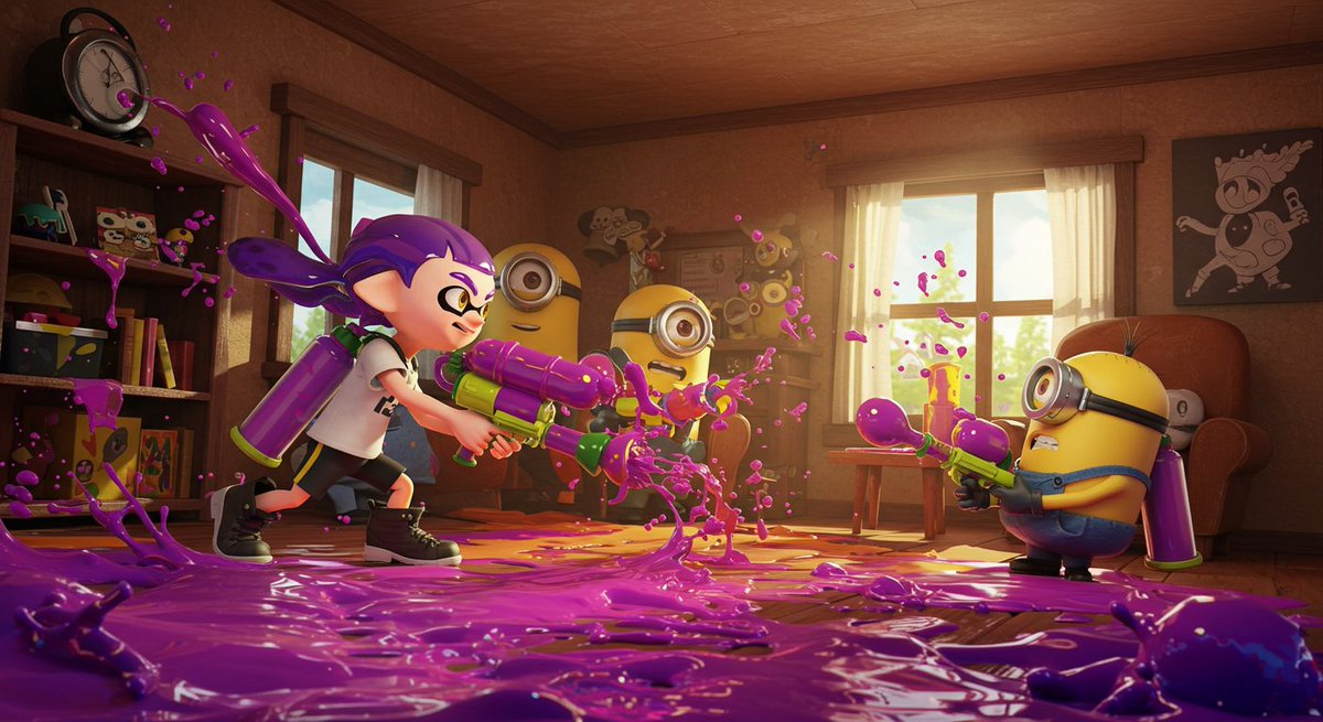 QXT_circle's tweet photo. Splatoon x Minion 喷喷小黄人联名 https://t.co/ChhjCgtwRV
