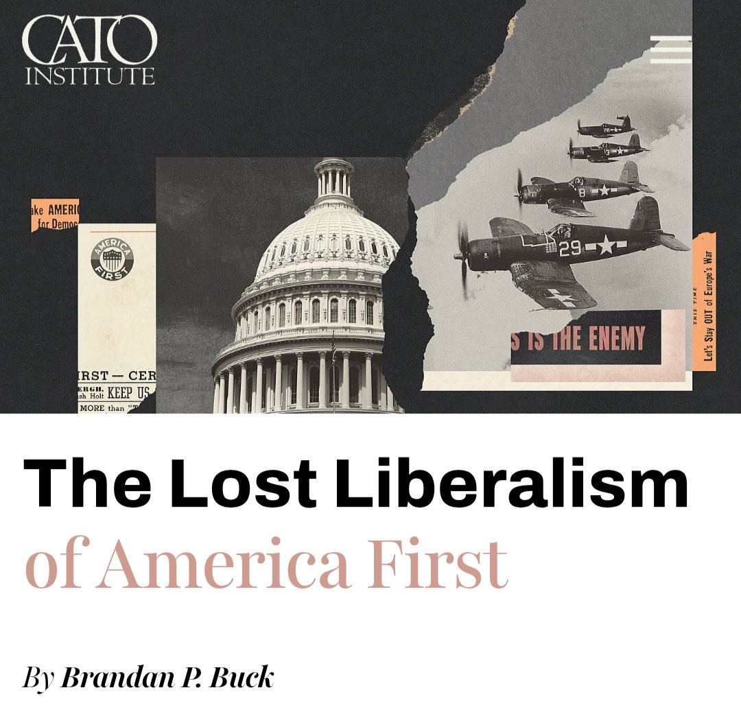 brandan_buck's tweet image. "Our first duty is to keep America out of foreign wars. Our entry would only destroy democracy, not save it. ‘The path to war is a false path to freedom.’”
My latest, "The Lost Liberalism of America First," and a companion thread are below.