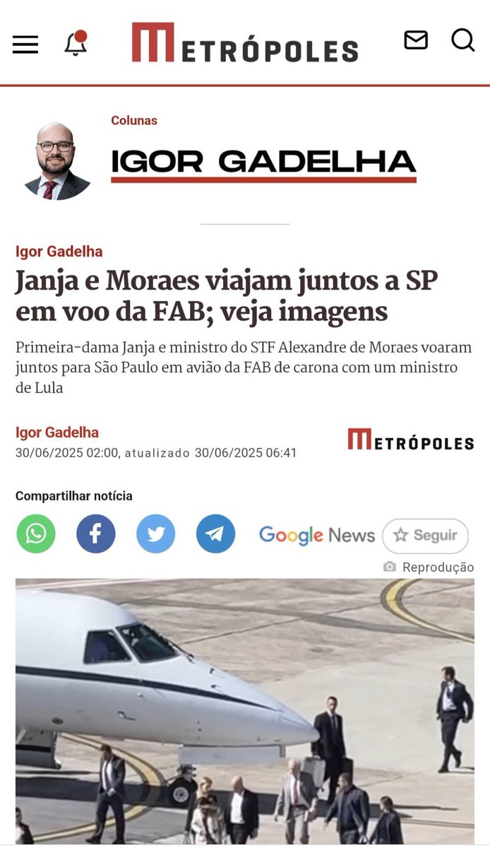 Em meio ao julgamento político de Bolsonaro, e sem sequer demonstrar o mínimo interesse em disfarçar, o ministro Alexandre de Moraes simplesmente embarca em um voo da Força Aérea Brasileira ao lado de ninguém menos que a esposa do principal adversário político do ex-presidente: