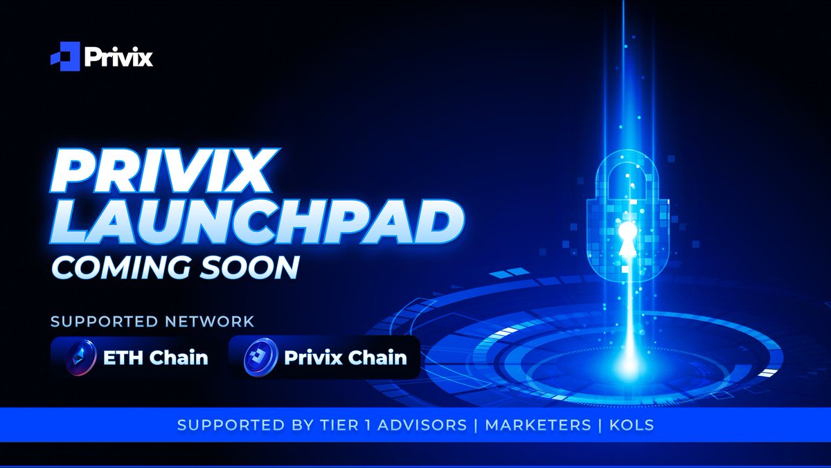 Hello, Privians!

Coming soon to the Privix Ecosystem is the Privix LaunchPad – Backed by a formidable network of top-tier KOLs and expert advisors.

The Privix LaunchPad is your exclusive gateway to the next line of quality projects on both Ethereum and the Privix network.